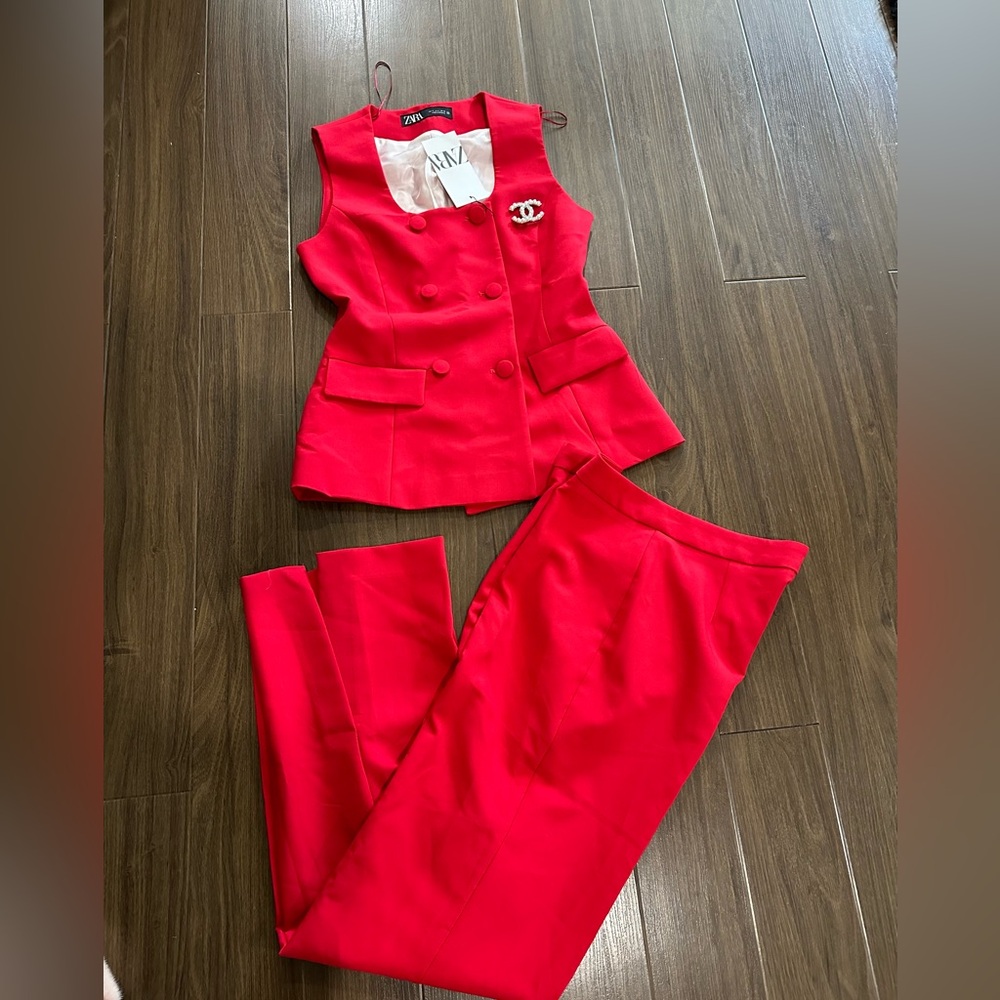 Zara Red Pantsuit